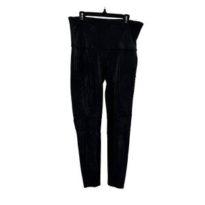 Spanx Faux Leather Black Leggings Womens XL Nylon/Elastane Blend High-Waisted